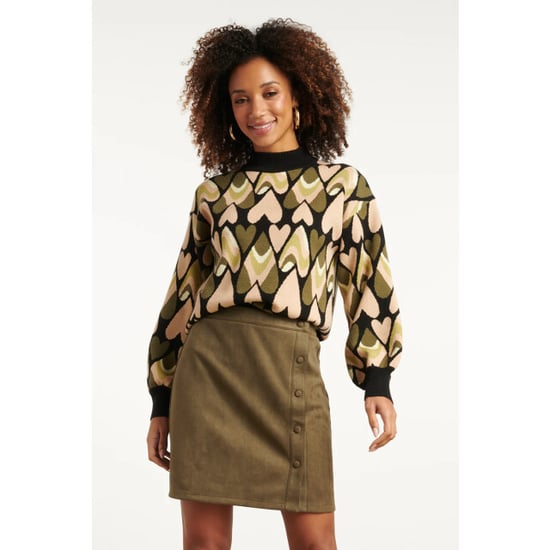 Smashed Lemon Gebreide haartjes knit top in zwart en army | - Image 6