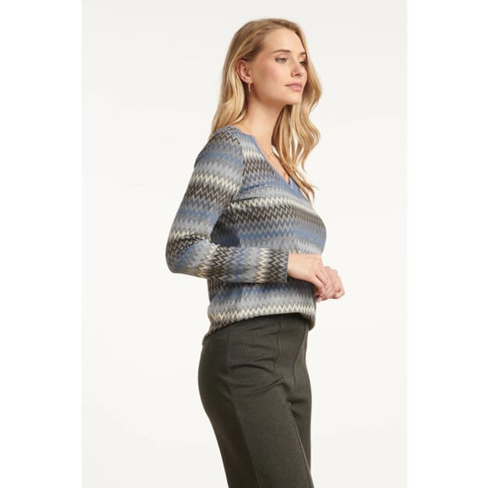 Smashed Lemon Lichtblauw en grijze top met zig-zag print | - Image 4