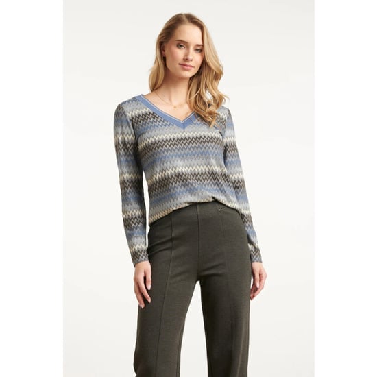 Smashed Lemon Lichtblauw en grijze top met zig-zag print | - Image 5