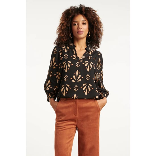 Smashed Lemon Ornament geprint top in zwart en camel | - Image 1