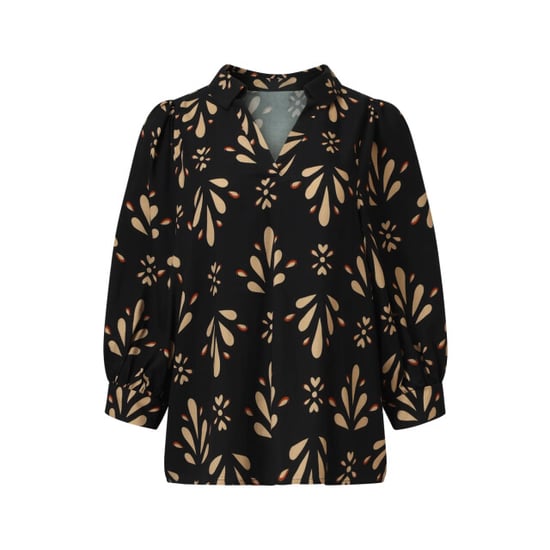 Smashed Lemon Ornament geprint top in zwart en camel | - Image 4