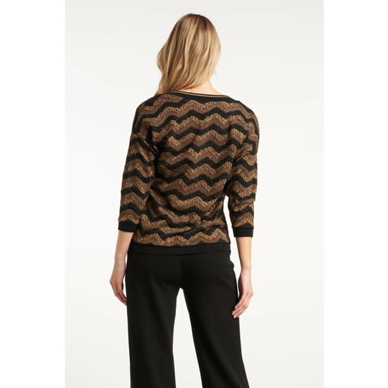 Smashed Lemon Zig-zag top met zwart en goud lurex | - Image 2