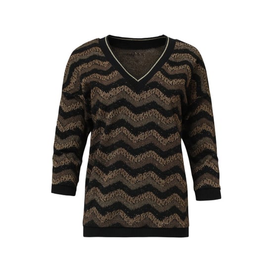 Smashed Lemon Zig-zag top met zwart en goud lurex | - Image 5