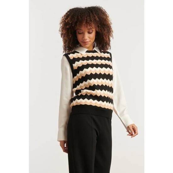 Smashed Lemon Zigzag top in zwarten zand – mouwloze gebreide spencer | - Image 2