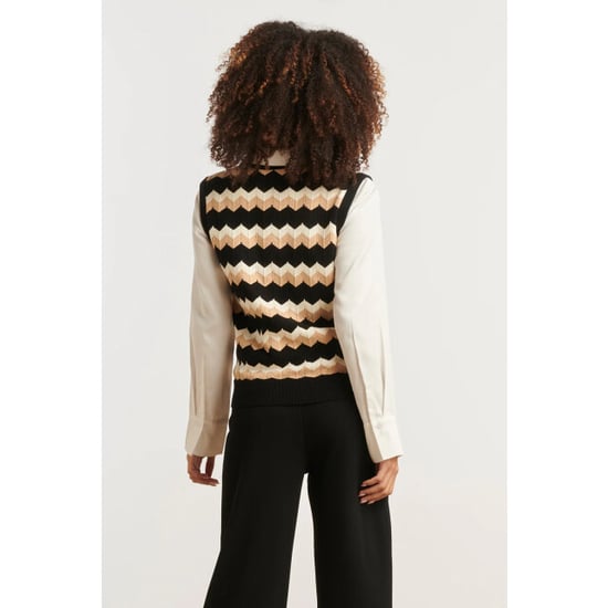 Smashed Lemon Zigzag top in zwarten zand – mouwloze gebreide spencer | - Image 3