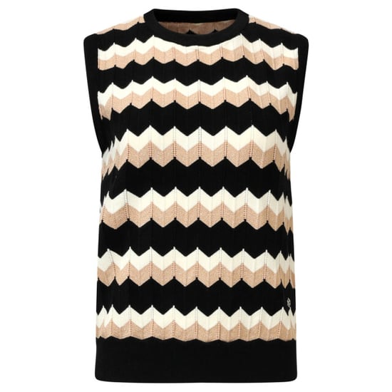 Smashed Lemon Zigzag top in zwarten zand – mouwloze gebreide spencer | - Image 5