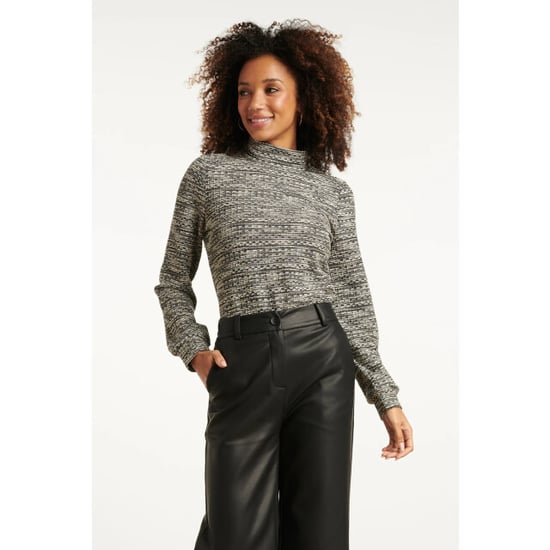Smashed Lemon Zwart en wit top met tweedachtige stof | - Image 1