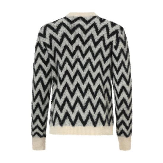 Smashed Lemon Zwart, grijs en offwhite gebreide top met zigzagprint | - Image 6