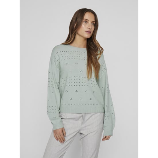 Vila Viril ls o-neck pointelle knit top mint - Image 3