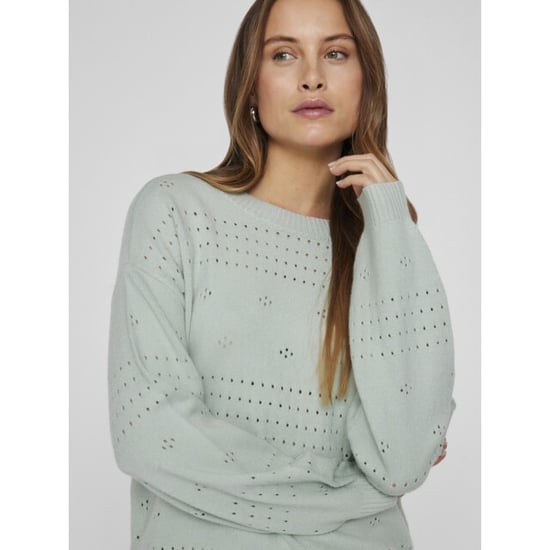 Vila Viril ls o-neck pointelle knit top mint - Image 4
