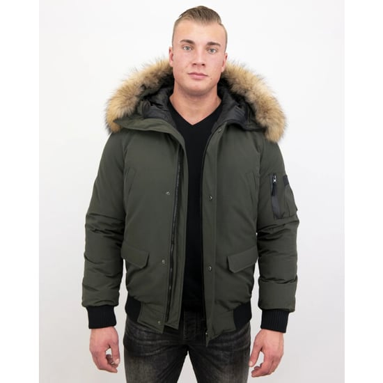 Enos Korte winterjas army met bontkraag - Image 6