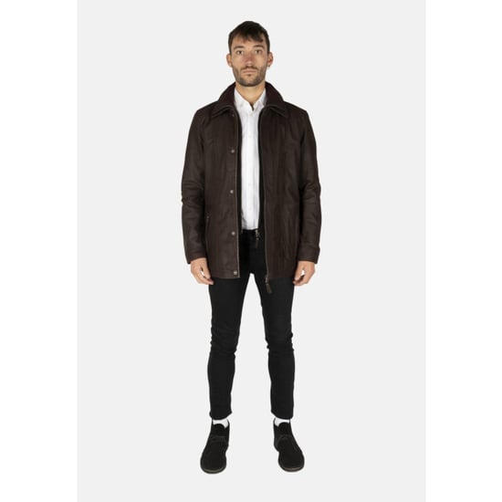 Cycas D'or Buff leren parka lange leren jas chocolade - Image 3