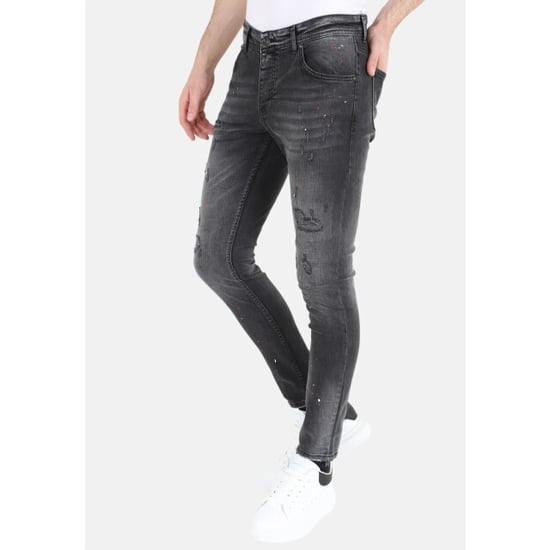 Mario Morato Ripped biker jeans met verfspatten slimfit - Image 3