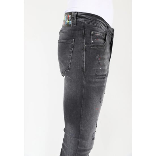 Mario Morato Ripped biker jeans met verfspatten slimfit - Image 5