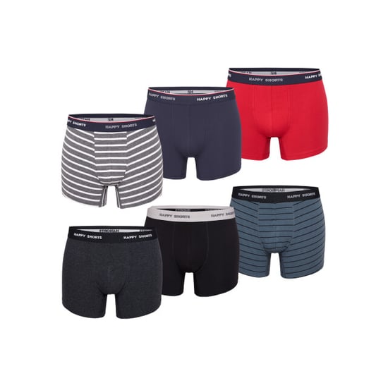 Happy Shorts Boxershorts heren multipack 6-pack grijs / gestreept - Image 1