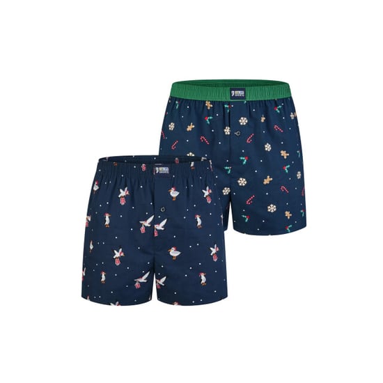 Happy Shorts Heren wijde boxershorts kerst print 2-pack navy/groen - Image 1
