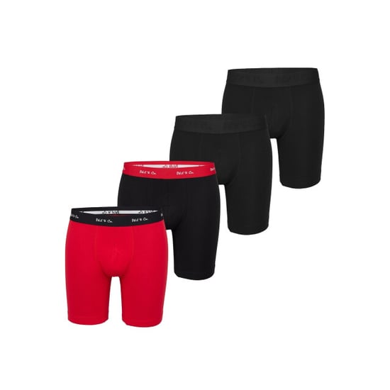 Phil & Co Boxershorts heren met lange pijpen boxer briefs 4-pack rood / zwart - Image 1