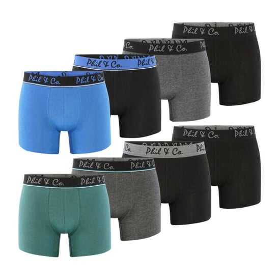 Phil & Co Boxershorts heren multipack 8-pack groen blauw zwart antraciet - Image 1