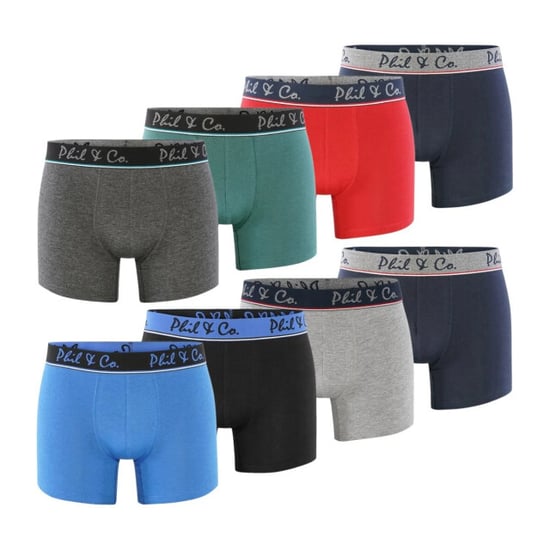 Phil & Co Boxershorts heren pack 8-pack effen kleur assorti - Image 1