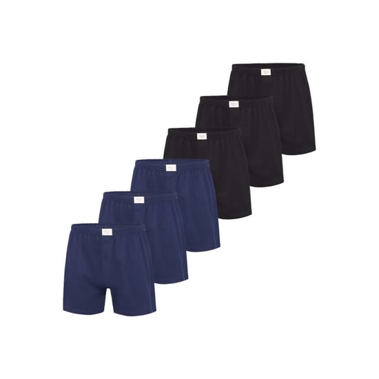 Phil & Co Wijde boxershorts jersey stretch effen blauw/zwart 6-pack - Image 1