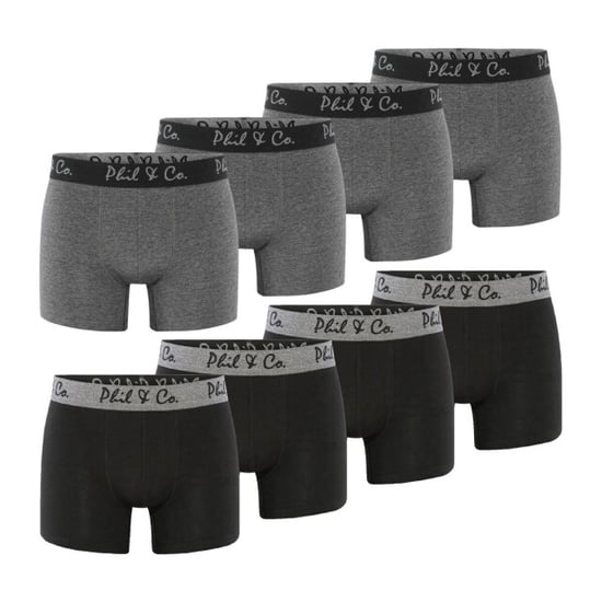 Phil & Co Zwarte boxershorts heren effen zwart / antraciet 8-pack - Image 1