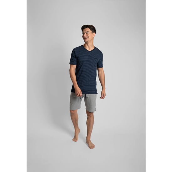 Phil & Co Essential shortama heren korte pyjama katoen blauw / grijs - Image 3