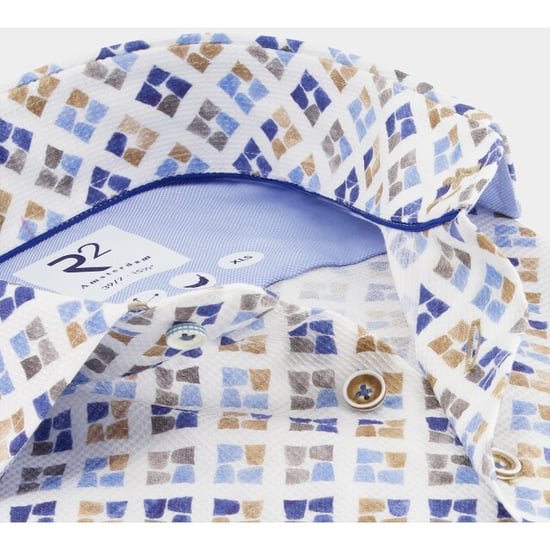 R2 Amsterdam Overhemd extra lange mouw blue beige cups 120.wsp.xls.029/014 - Image 3