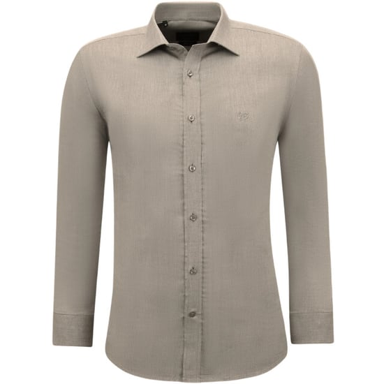 Gentile Bellini Overhemden lange mouw effen oxford slim fit bruin - Image 1