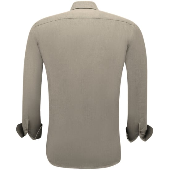Gentile Bellini Overhemden lange mouw effen oxford slim fit bruin - Image 4