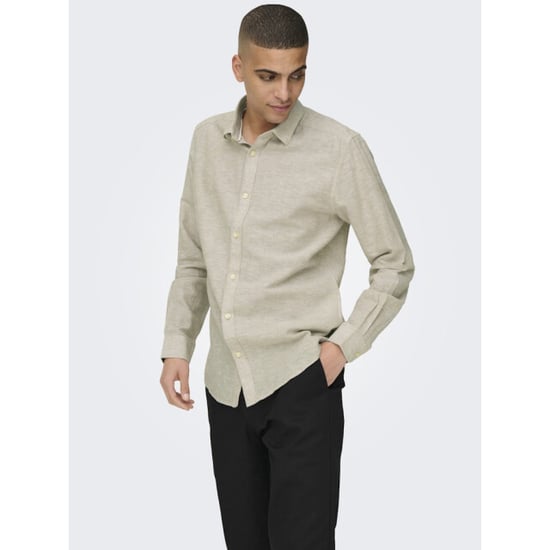 Only & Sons onscaiden ls solid linen shirt noos 22012321 chinchilla - Image 2