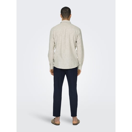 Only & Sons onscaiden ls solid linen shirt noos 22012321 chinchilla - Image 4