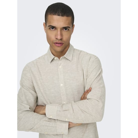 Only & Sons onscaiden ls solid linen shirt noos 22012321 chinchilla - Image 5