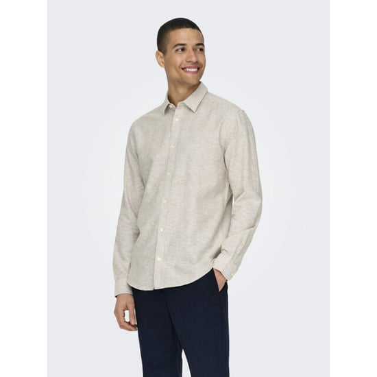 Only & Sons onscaiden ls solid linen shirt noos 22012321 chinchilla - Image 6