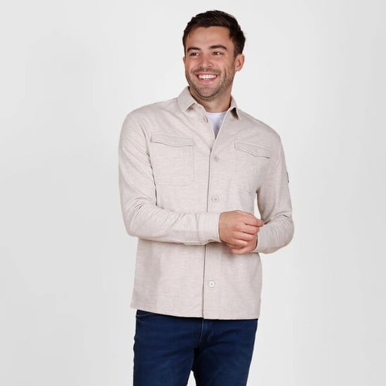 Q1905 Overshirt andel zand melange - Image 1