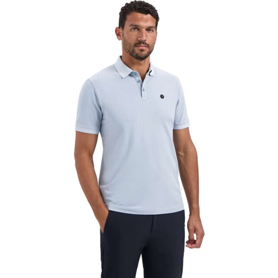 No Excess Polo pique garment dyed dusty blue - Image 3