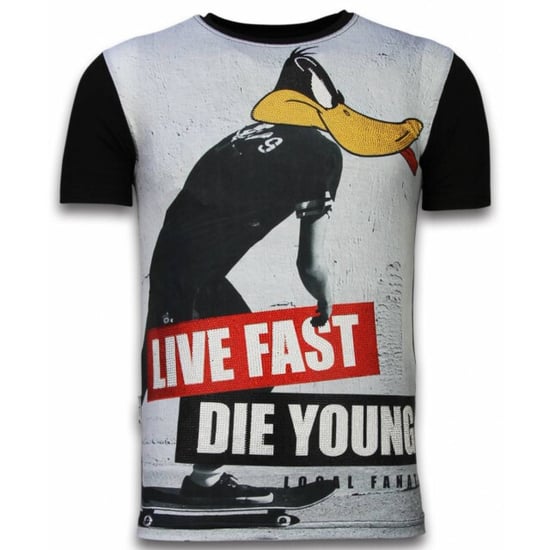 Local Fanatic Duck live fast digital rhinestone t-shirt - Image 1