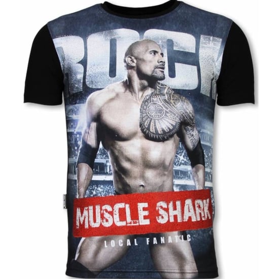 Local Fanatic Muscle shark rock digital rhinestone t-shirt - Image 1