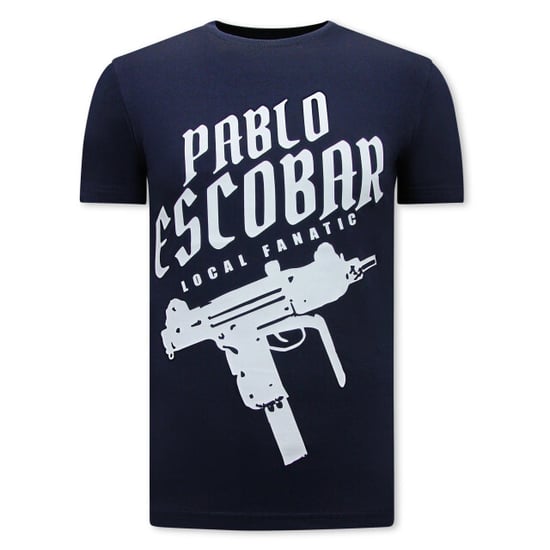 Local Fanatic Pablo escobar uzi t-shirt navy - Image 1