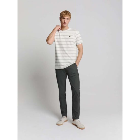 No Excess T-shirt crewneck jacquard stripe offwhite - Image 3