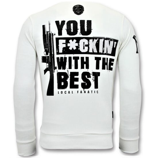 Local Fanatic Rhinestones sweater shooting duck gun trui - Image 2