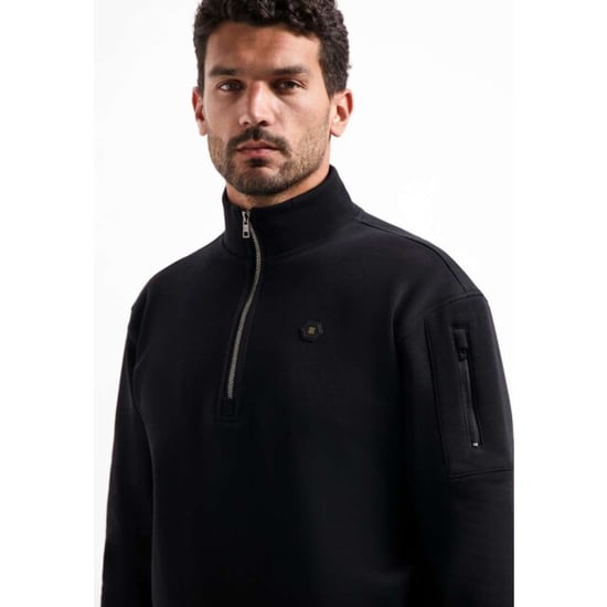 No Excess Sweater half zip brushed black - Image 2