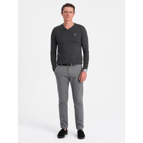 Ombre Heren v-hals sweater ribgebreide boorden -donker bs-0107dg - Image 4