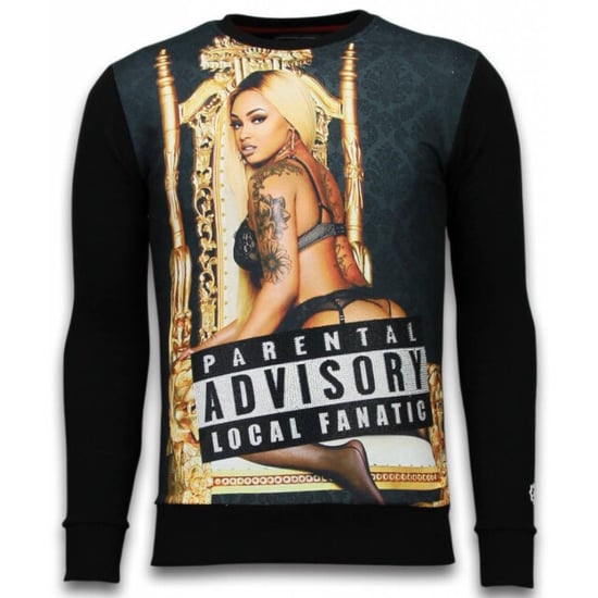 Local Fanatic Parental advisory digital rhinestone sweater - Image 1