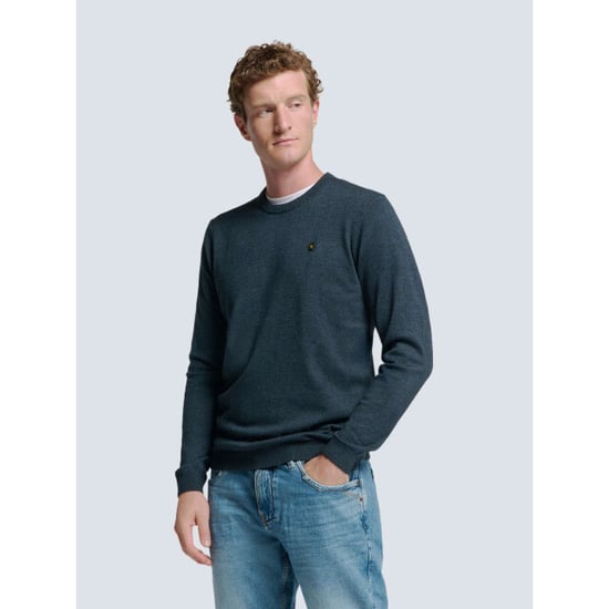 No Excess Pullover crewneck 2 coloured melang navy - Image 4