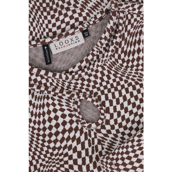Looxs Revolution Top met swirl check print bruin voor meisjes in de kleur - Image 3