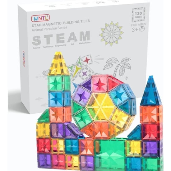 MNTL Magnetic tiles magnetische tegels rainbow 120 stuks - Image 4