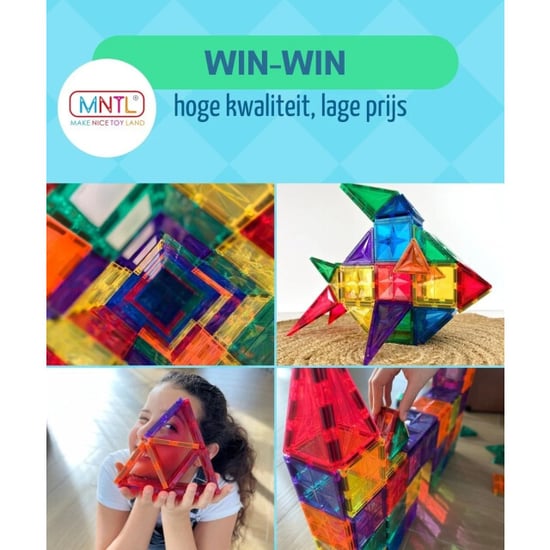 MNTL Magnetic tiles magnetische tegels rainbow 120 stuks - Image 6