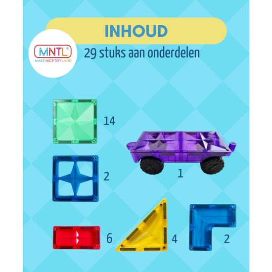 MNTL Magnetic tiles magnetische tegels rainbow 29 stuks - Image 4