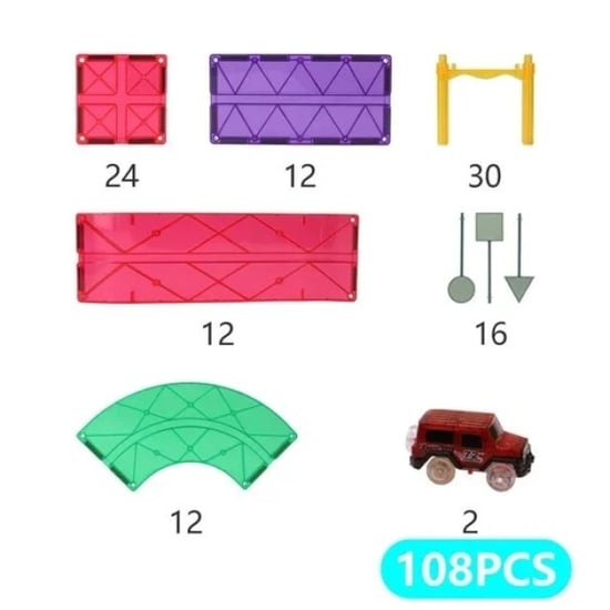 MNTL Magnetische autobaan racebaan regenboog 108-delig - Image 4