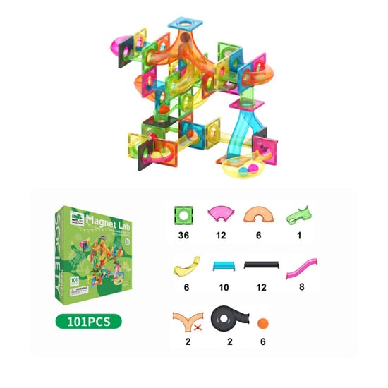 MNTL Magnetische knikkerbaan set kleurrijk 101-delig - Image 4